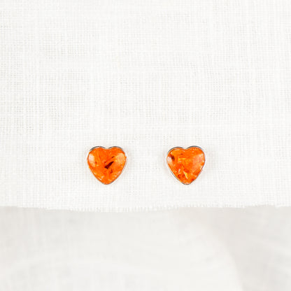 Crushed Marigold Heart Stud Earrings