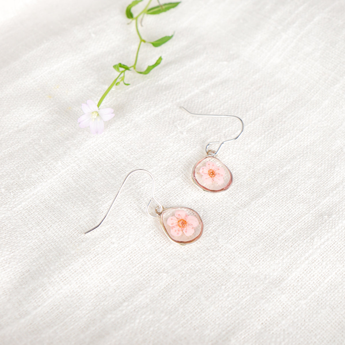Plum Blossom Organic Circle Hook Earrings