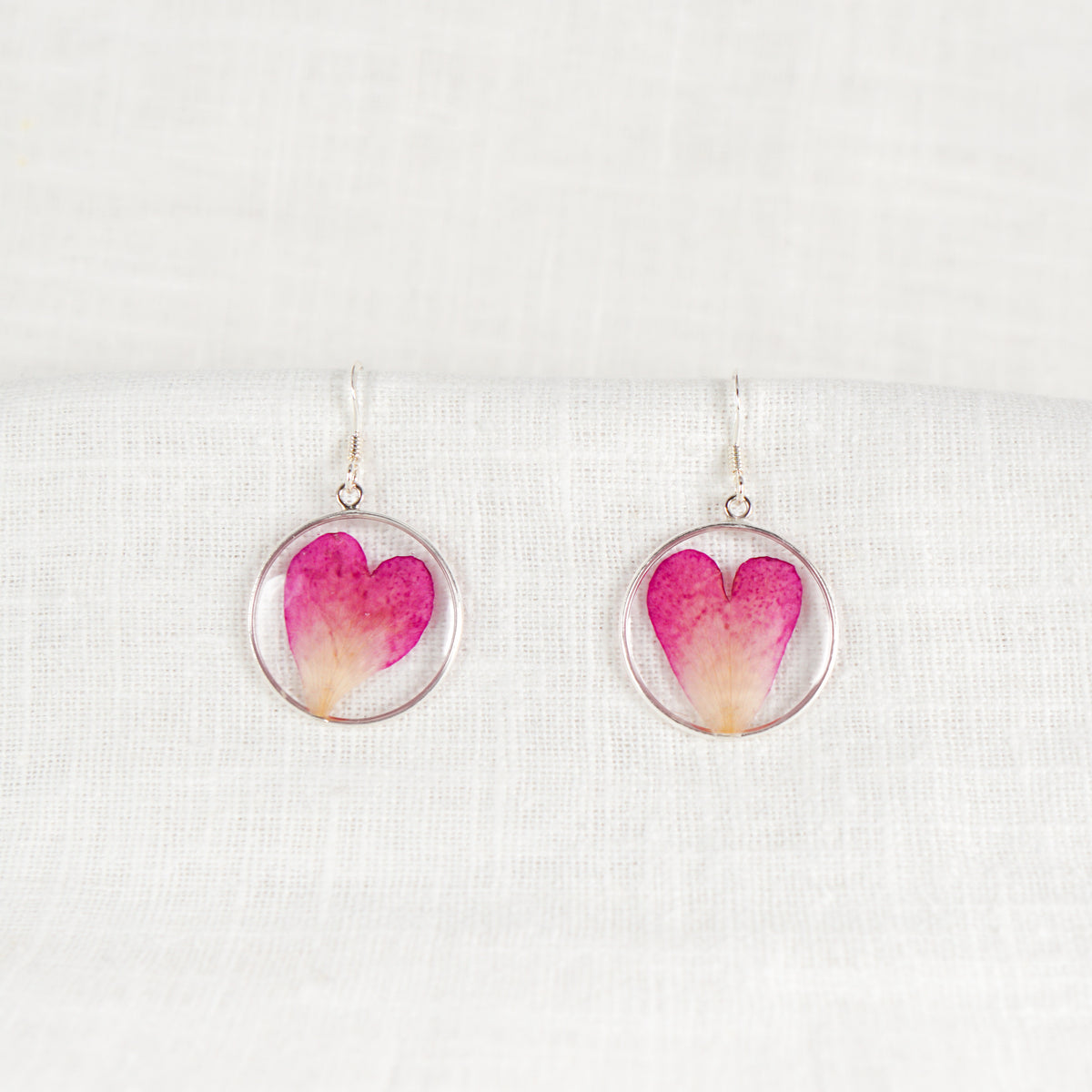 Rose Petal Circle Hook Earring  Sterling Silver