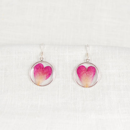 Rose Petal Circle Hook Earring  Sterling Silver