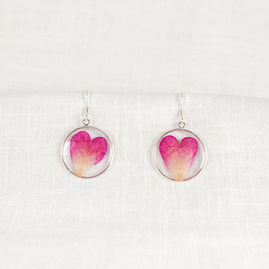 Rose Petal Circle Hook Earring  Sterling Silver