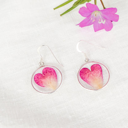 Rose Petal Circle Hook Earring  Sterling Silver