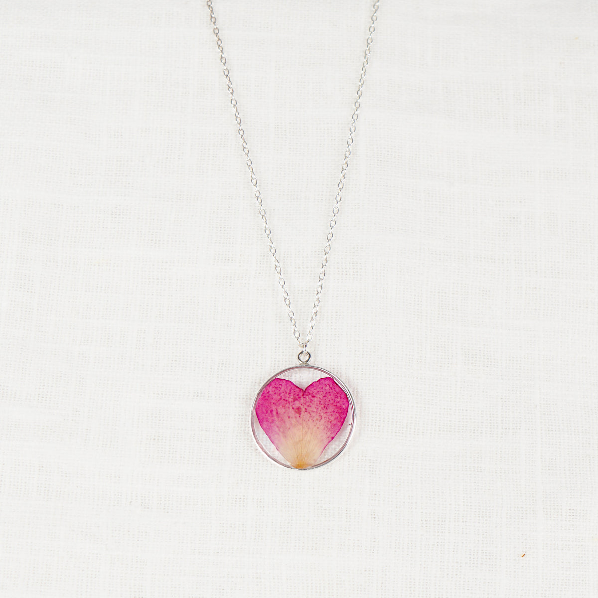 Rose Petal Circle Necklace Sterling Silver