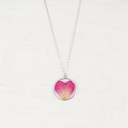 Rose Petal Circle Necklace Sterling Silver