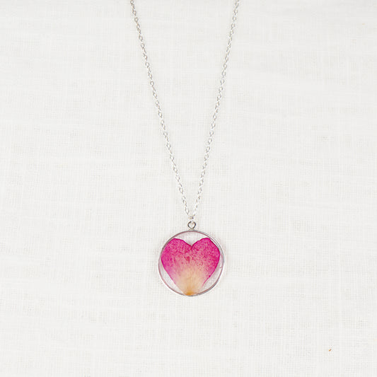 Rose Petal Circle Necklace Sterling Silver