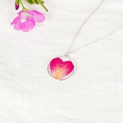 Rose Petal Circle Necklace Sterling Silver