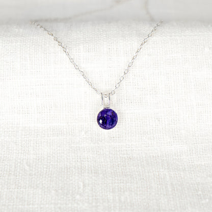 Crushed Aster Dainty Circle Necklace September Birth Flower