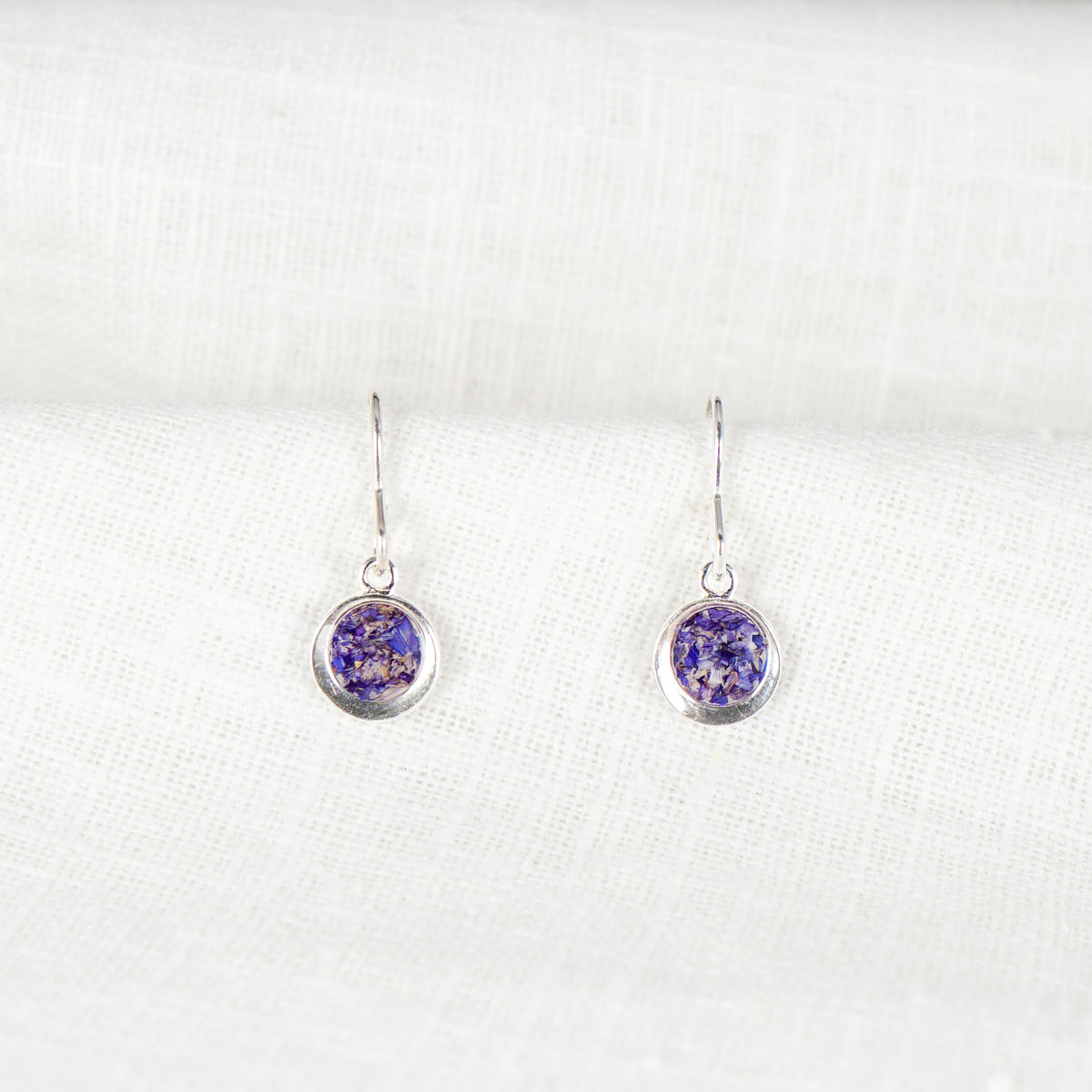 Crushed Aster Eternal Hook Earrings September Birth Flower