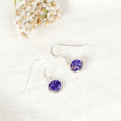 Crushed Aster Eternal Hook Earrings September Birth Flower