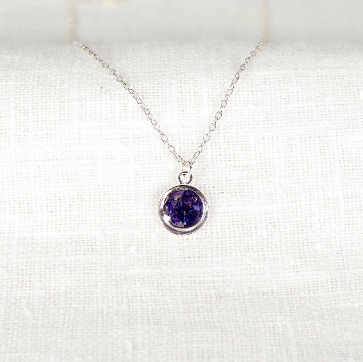 Crushed Aster Eternal Necklace September Birth Flower