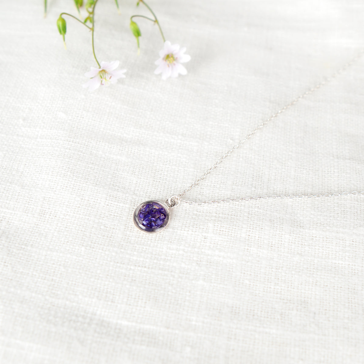 Crushed Aster Eternal Necklace September Birth Flower