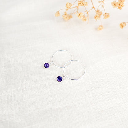 Crushed Aster Dainty Circle Necklace September Birth Flower