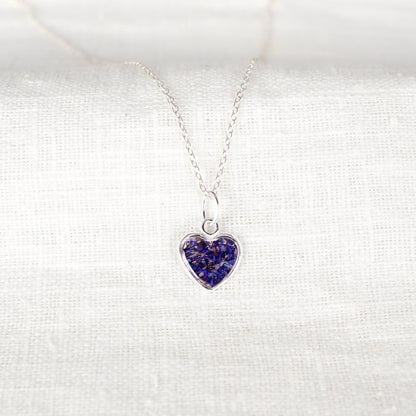 Crushed Asters Heart Necklace