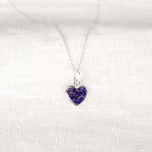 Crushed Asters Heart Necklace
