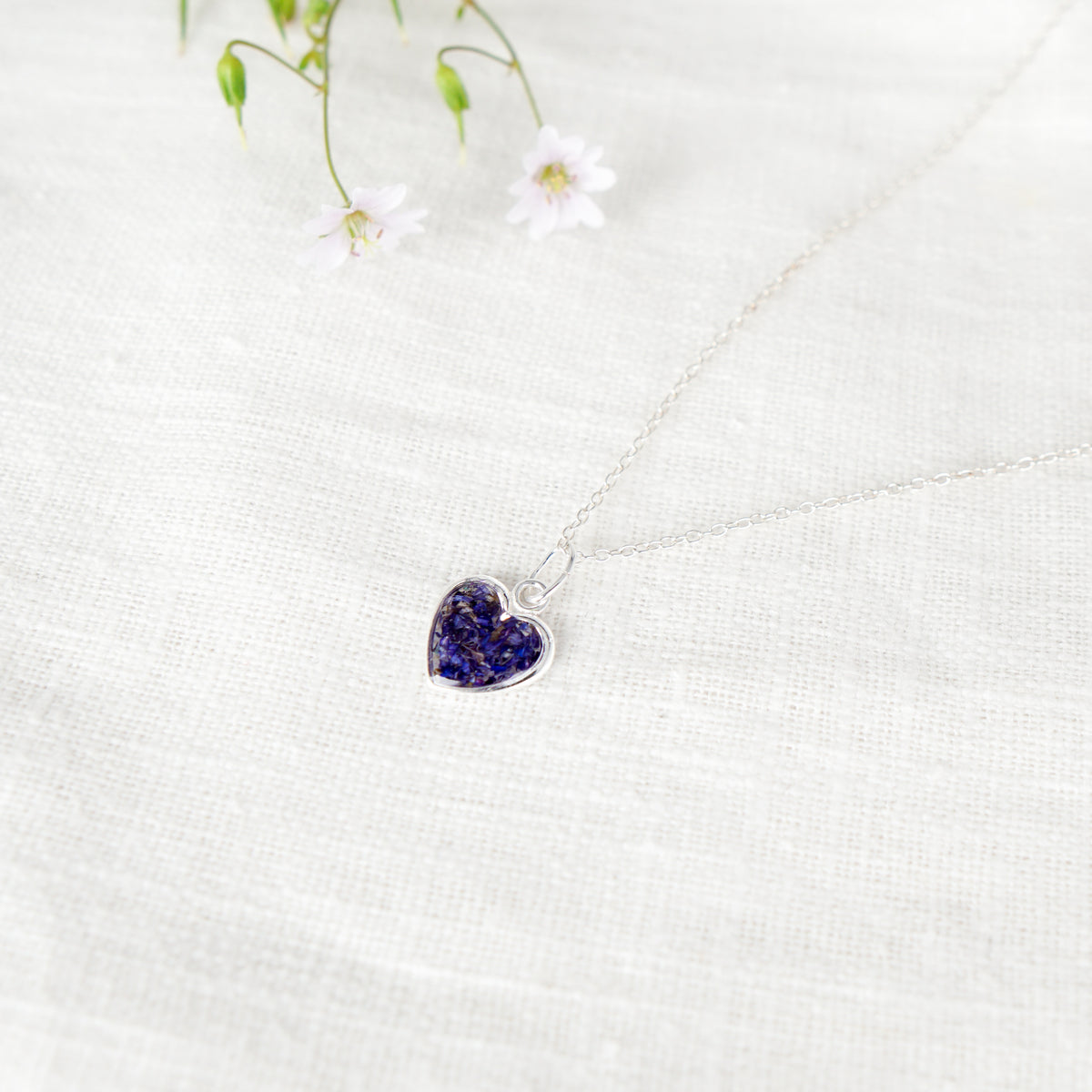 Crushed Asters Heart Necklace