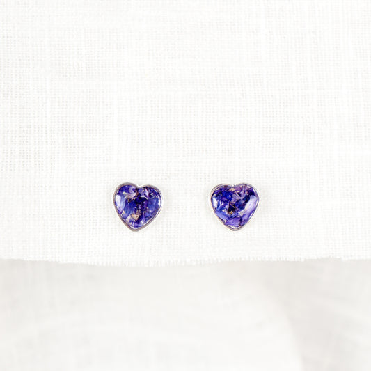 Crushed Aster Heart Studs