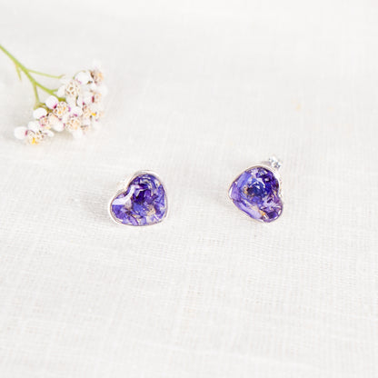 Crushed Aster Heart Studs