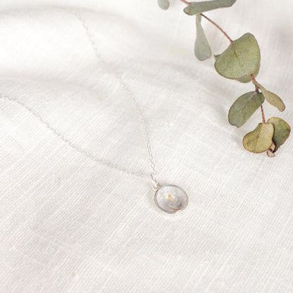 Cow Parsley Heart in Circle Necklace